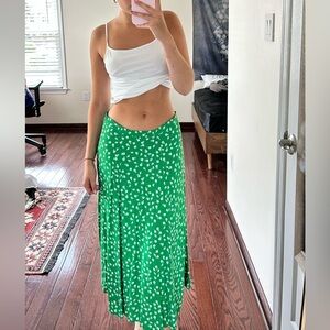 green floral maxi skirt